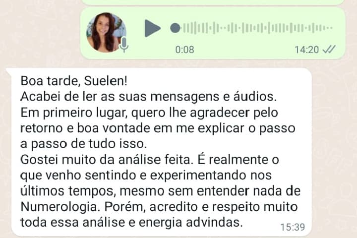 Depoimento 3 sobre a Numerologia do Ano Pessoal